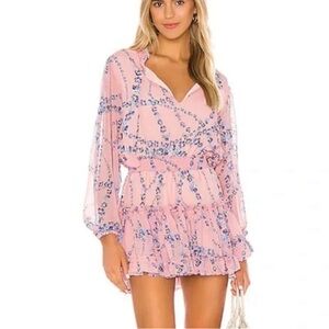 Misa Los Angeles Pink and Blue Floral Kids Dress